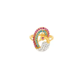 22K Gold & Enamel Abhishree Peacock Ring