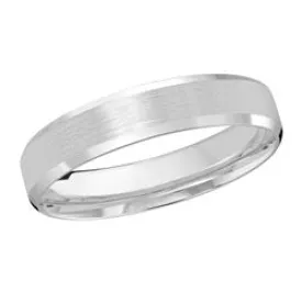 4MM White Gold Carved Satin Wedding Band