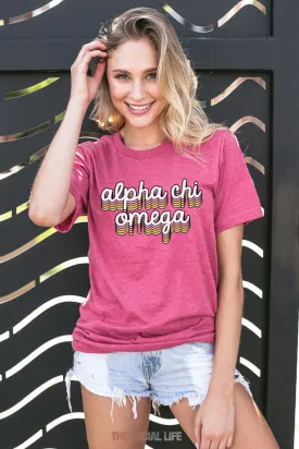 Alpha Chi Omega Retro Script Tee