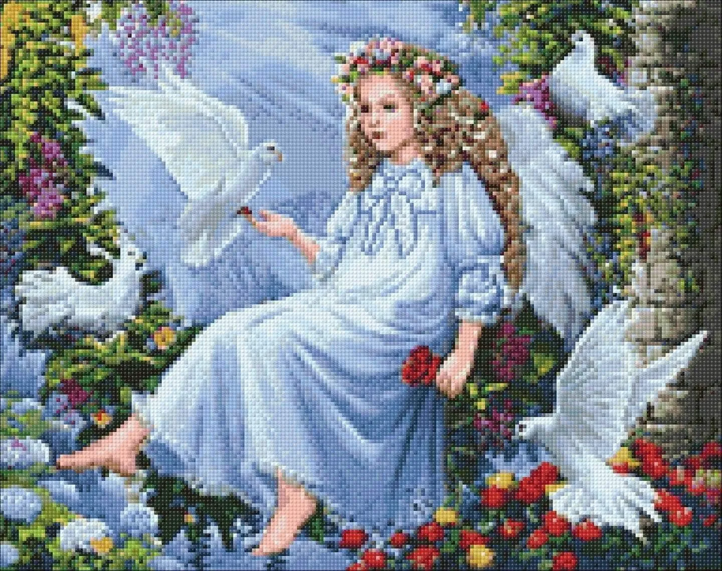 Angel and Doves WD2405 14.9 x 18.9 inches Wizardi Diamond Painting Kit