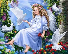 Angel and Doves WD2405 14.9 x 18.9 inches Wizardi Diamond Painting Kit