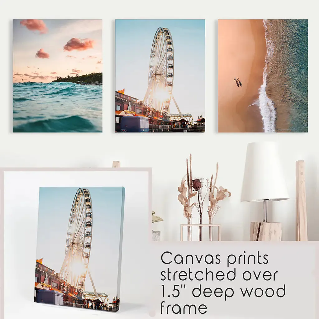 California Travel Wall Art Prints. Ferris Wheel, Ocean Sunset