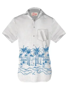 Camicia "Sifnos The Riviera" in Lino con Stampa Palme