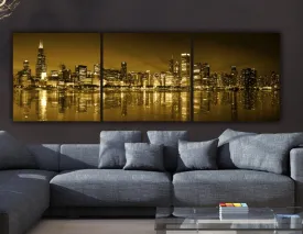 Chicago Skyline Gold Coast Canvas Set