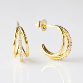 Crescent Triple Hoop Earrings