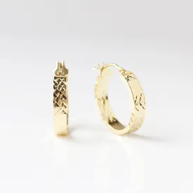 Diamond Cut Lattice Hoop Earrings