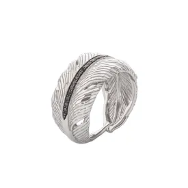 Feather Cuff Ring with Diamonds