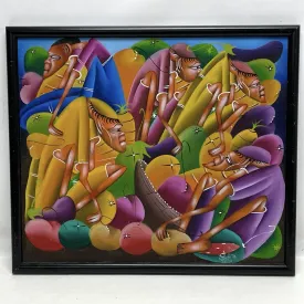 Framed Colorful & Expressive Figural Painting Artist Signed