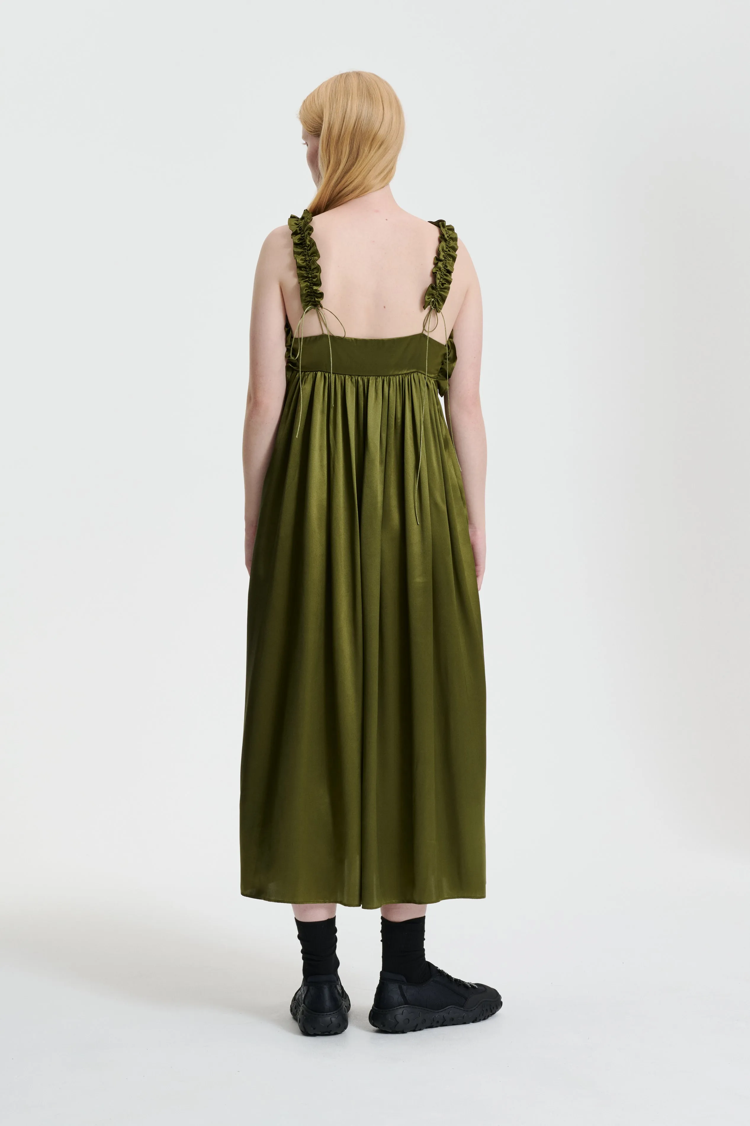 GIOVANNA | DRESS SILK SATIN OLIVE