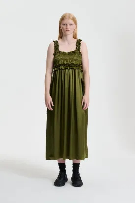 GIOVANNA | DRESS SILK SATIN OLIVE