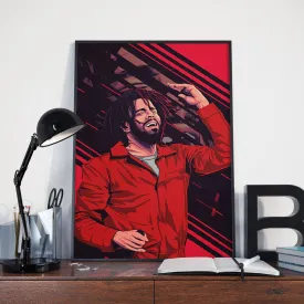 J Cole Custom Printing, Home Decor, Wall Hanging, Custom Canvas, J Cole Art, Rapper Print