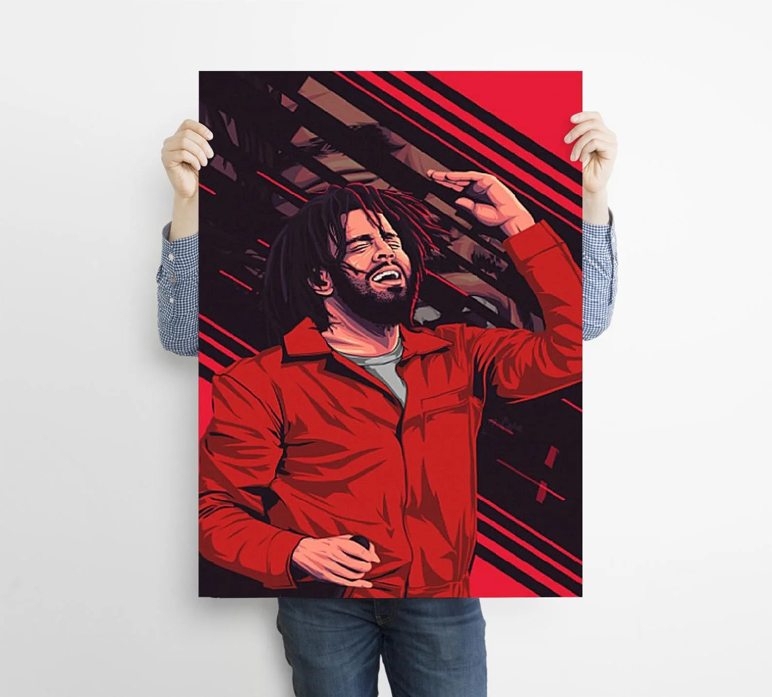 J Cole Custom Printing, Home Decor, Wall Hanging, Custom Canvas, J Cole Art, Rapper Print