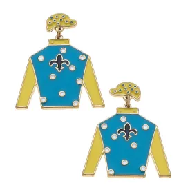 Jockey Earrings in Blue & Yellow