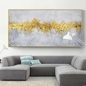 Large Gold Abstract Painting Modern Decor Gold Gray Painting Dp036