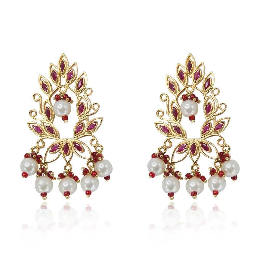 Lotus Gold Plated Pearl Earrings