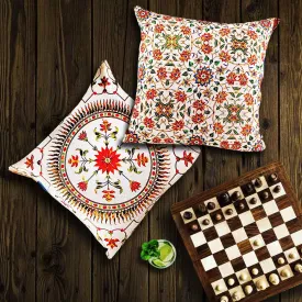 Marble Motifs Satin Cushion Covers - 16 in x 16 in - Set of 2