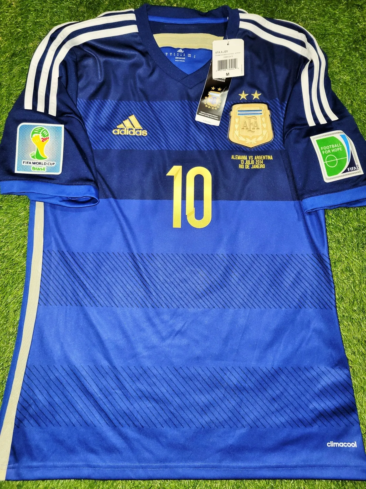 Messi Argentina 2014 WORLD CUP FINAL Away Jersey Shirt Camiseta BNWT M SKU# G75187