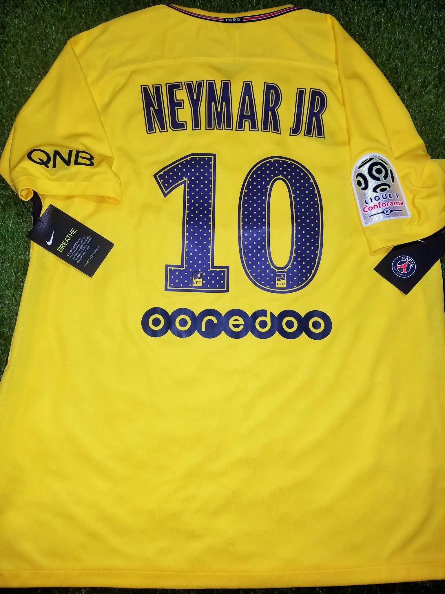 Neymar PSG Paris Saint Germain DEBUT SEASON 2017 2018 Yellow Away Jersey Shirt Maillot BNWT XL SKU# 847268-720