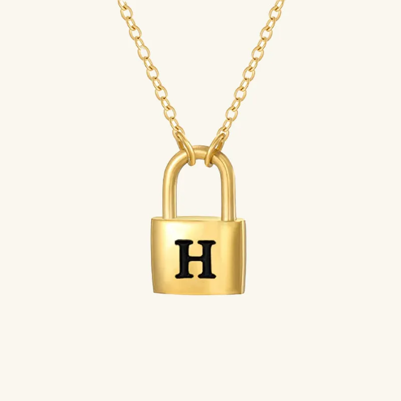 Padlock Initial Necklace