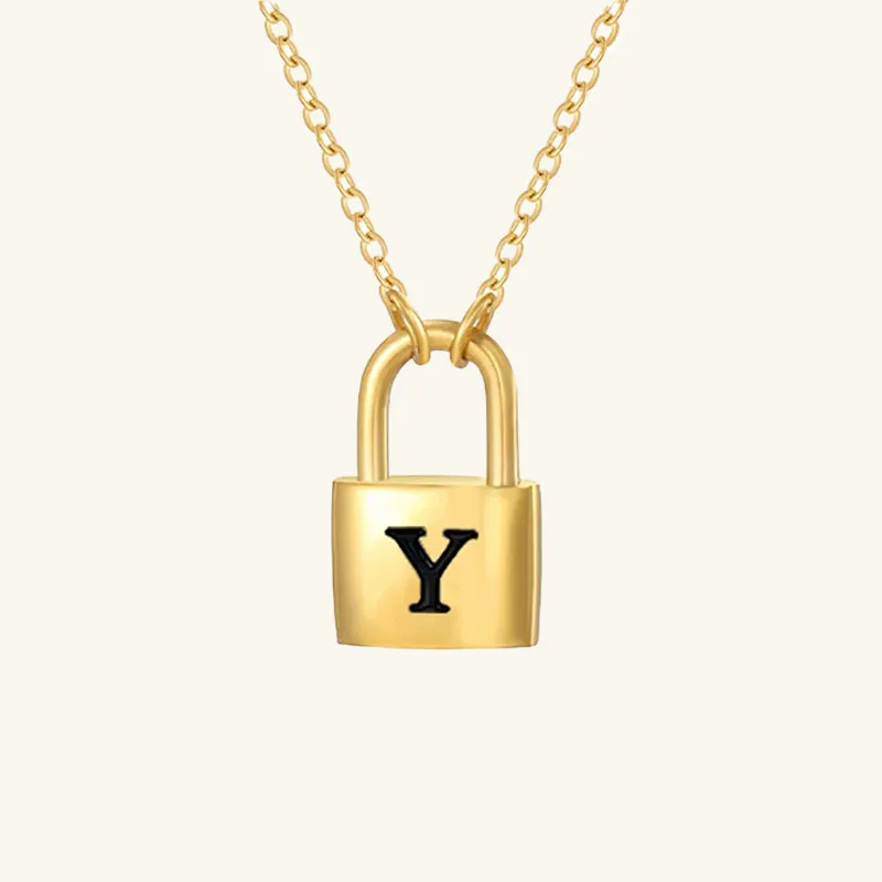 Padlock Initial Necklace