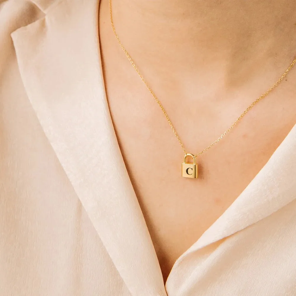 Padlock Initial Necklace