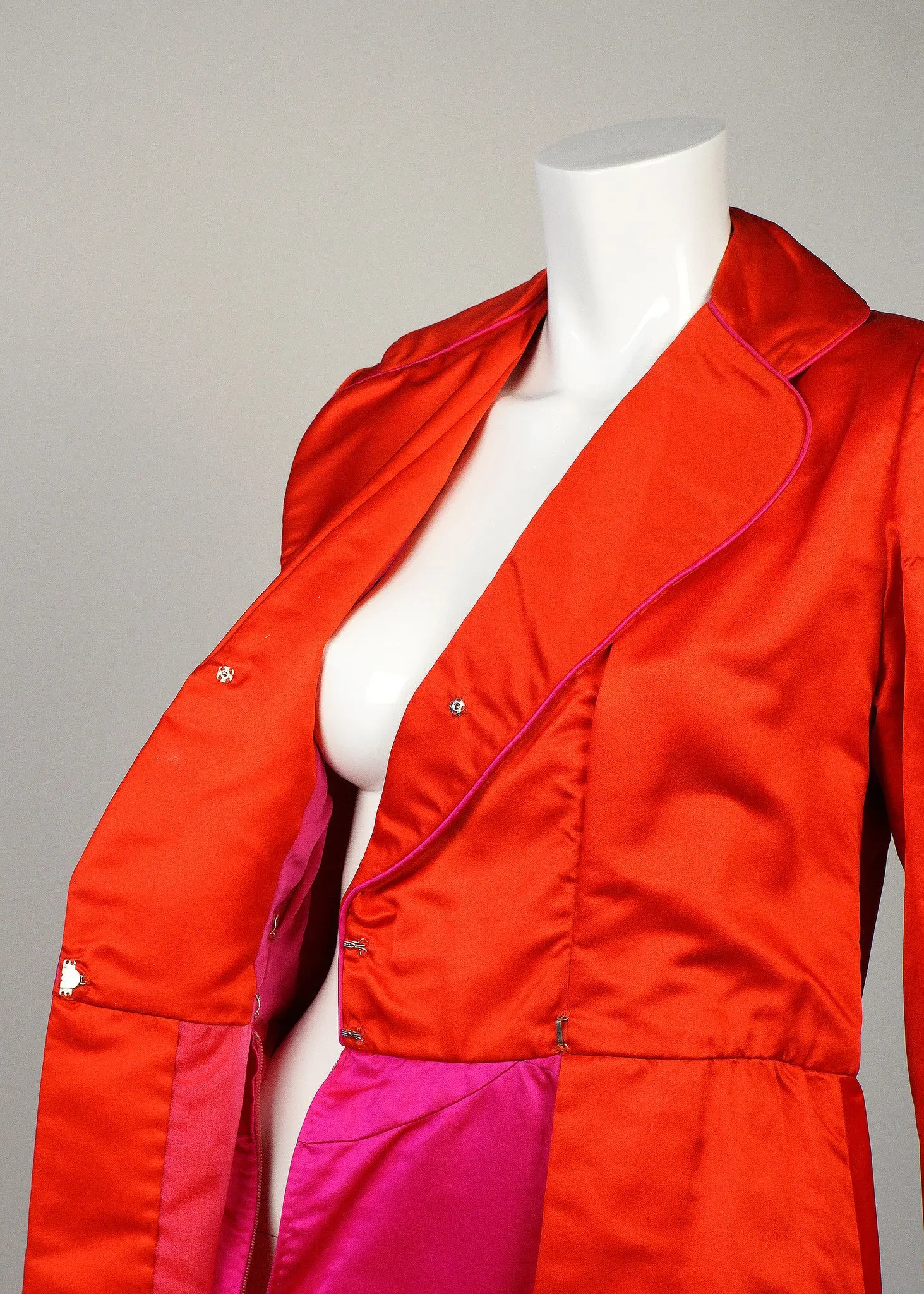 Red Satin Custom 1960's Coat Dress