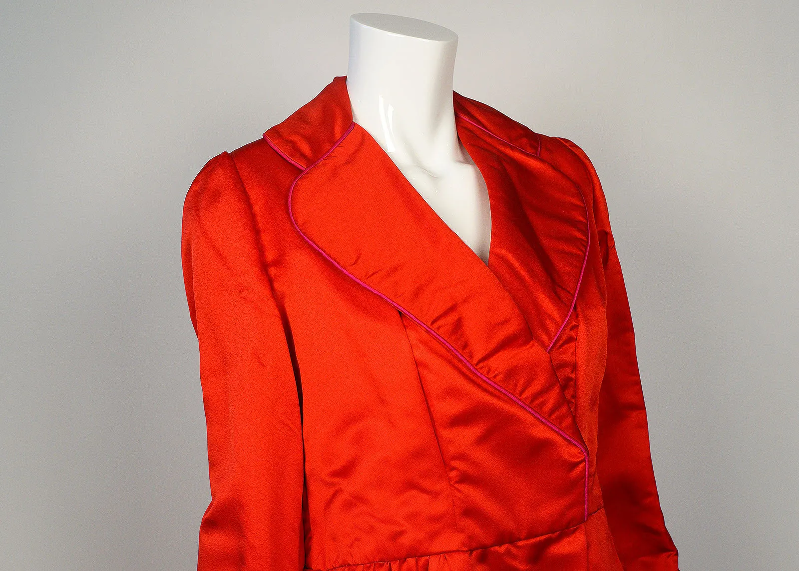 Red Satin Custom 1960's Coat Dress