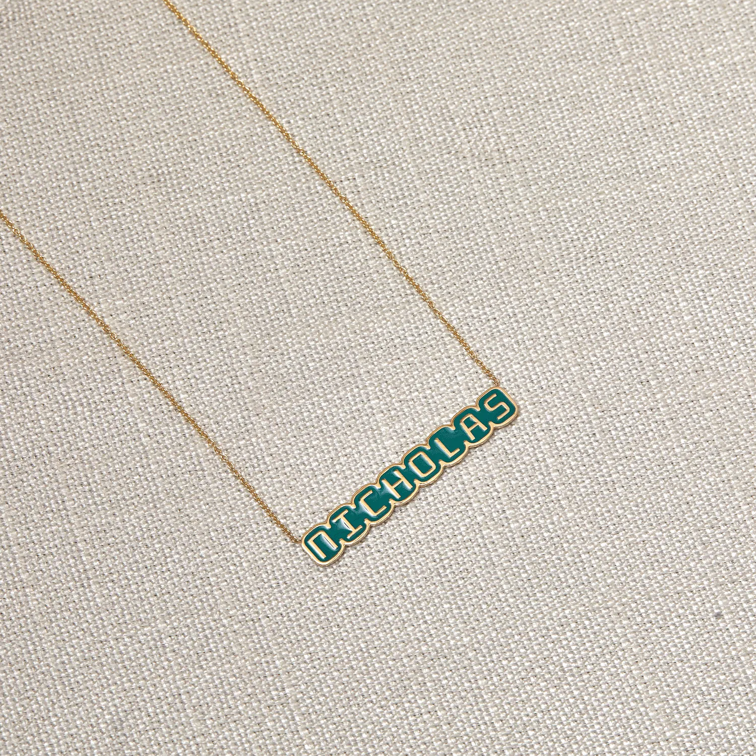 Retro Enamel Name Necklace