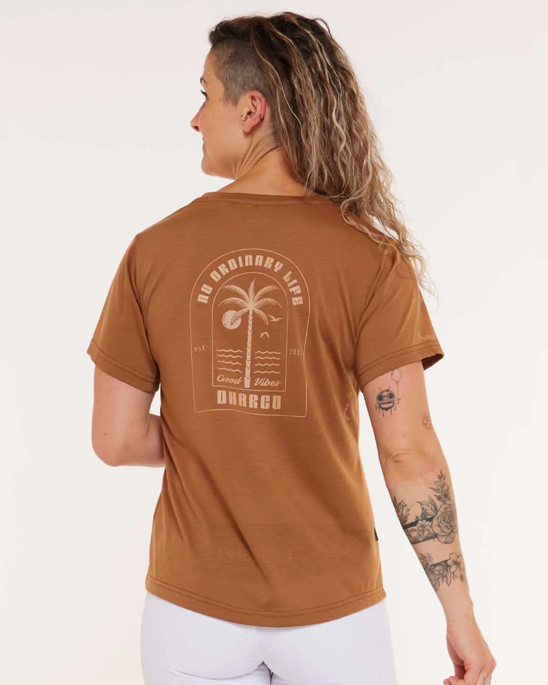 Womens Short Sleeve Tech Tee | Caramel