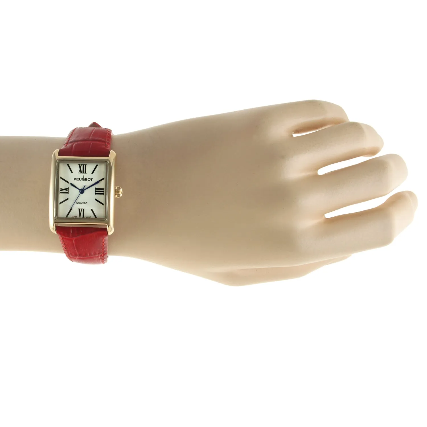 Women's Tank Watch Roman Dial Red Leather Strap